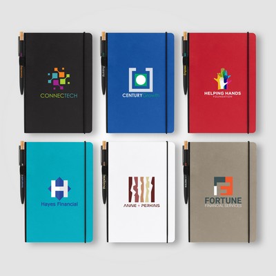 Recycled Kraft Paper Cover Journal & Pen Set - A5 5.9" x 8.3" - Full-Color Inkjet